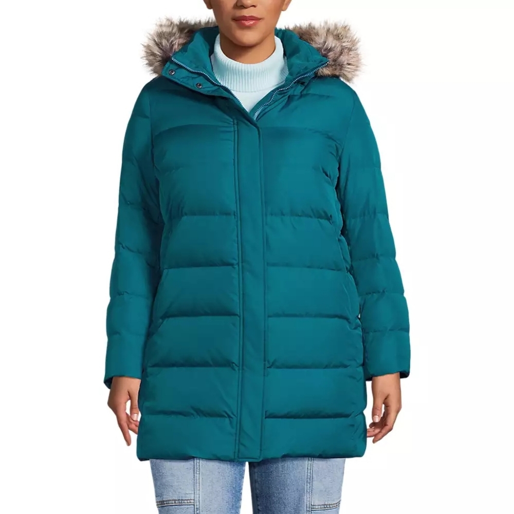 Lands' End Women's Goose 600 Down Puffer Coat Size Small. Very Good Cond.